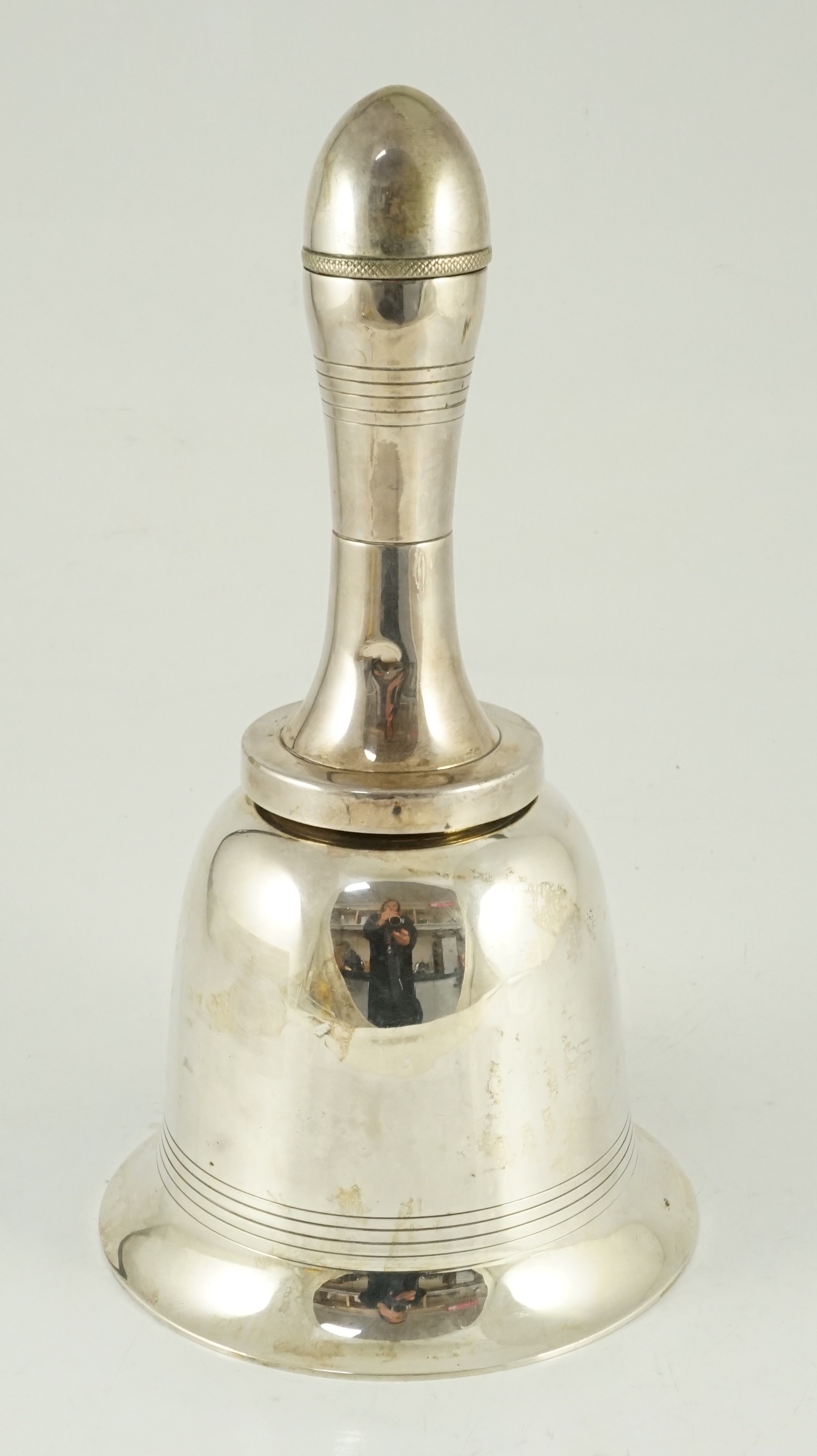 An Asprey & Co silver plated novelty 'Bell' cocktail shaker, circa 1930